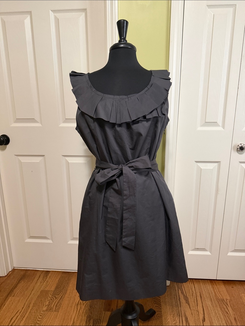 JCREW Women’s Gray Ruffle Collar Belted Dress